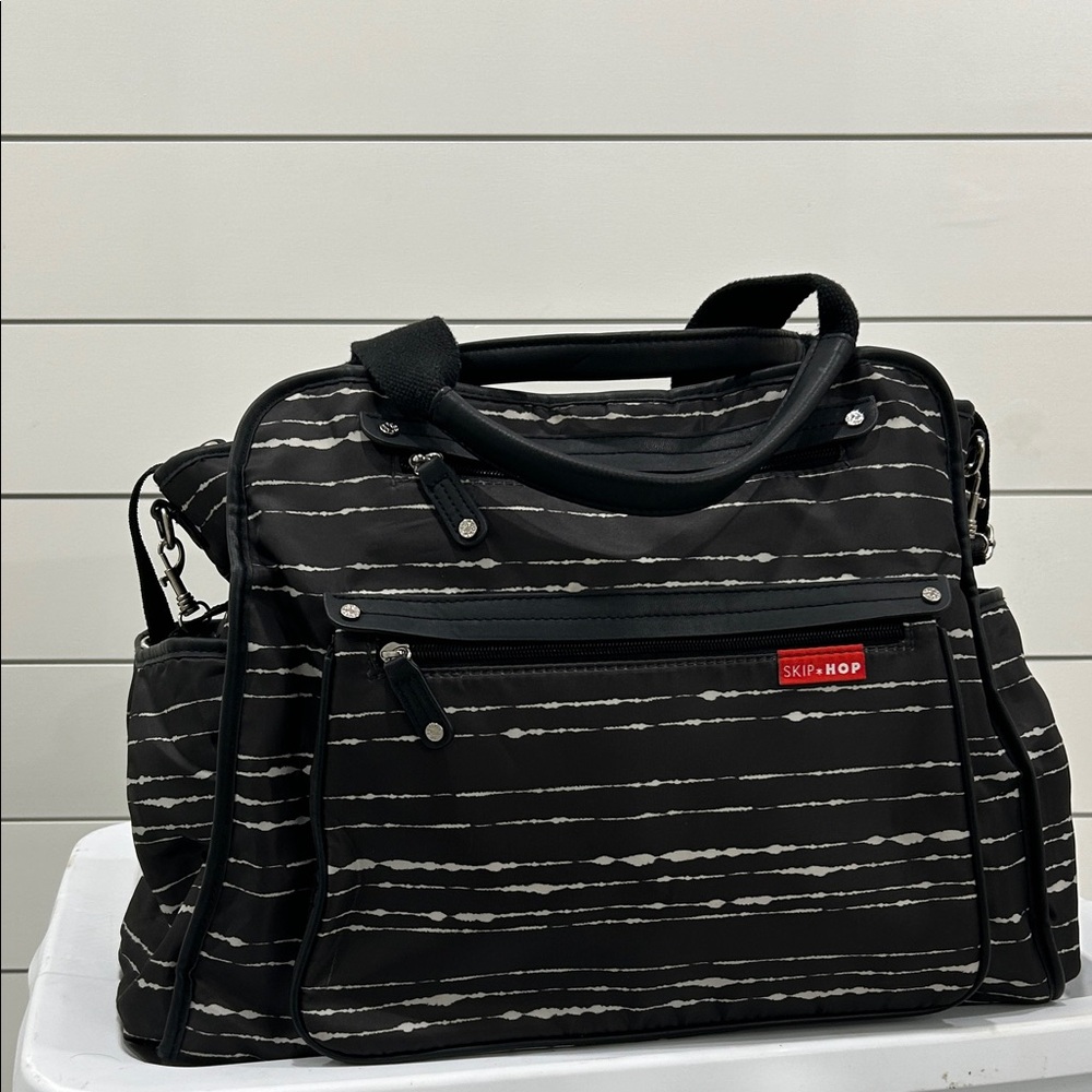 Skip Hop Black and White Duffel Bag
